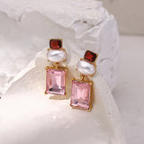 Pink Crystal Statement Earrings Acrylic Rhinestone Jewelry