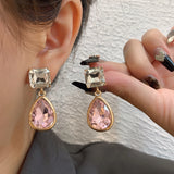Pink Crystal Statement Earrings Acrylic Rhinestone Jewelry