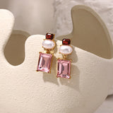 Pink Crystal Statement Earrings Acrylic Rhinestone Jewelry
