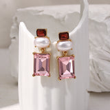 Pink Crystal Statement Earrings Acrylic Rhinestone Jewelry