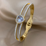 Crystal Zircon Heart Bracelet Stainless Steel Hollow Charm Gift