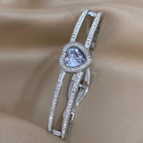 Crystal Zircon Heart Bracelet Stainless Steel Hollow Charm Gift