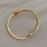 Crystal Zircon Pink Heart Stainless Steel Bangles for Women