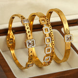 Crystal Zircon Square Steel Bangles Bracelets Women Accessories