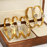 Crystal Zircon Square Steel Bangles Bracelets Women Accessories