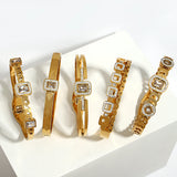 Crystal Zircon Square Steel Bangles Bracelets Women Accessories