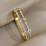 Crystal Zircon Square Steel Bangles Bracelets Women Accessories