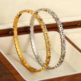 Zircon Roman Numerals Stainless Steel Bangle Bracelet for Women