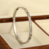 Zircon Roman Numerals Stainless Steel Bangle Bracelet for Women