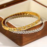 Zircon Roman Numerals Stainless Steel Bangle Bracelet for Women