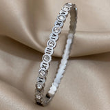 Zircon Texture Roman Numerals Stainless Steel Bangle Bracelet