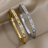 Zircon Texture Roman Numerals Stainless Steel Bangle Bracelet