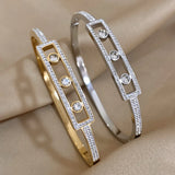 18K Plated Rhinestone Metal Bracelet Bangle Charm Jewelry