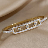 18K Plated Rhinestone Metal Bracelet Bangle Charm Jewelry