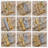 Chunky Silver Stainless Steel Bangles Bracelets for Women Men