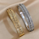 Chunky Silver Stainless Steel Bangles Bracelets for Women Men