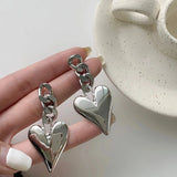 Silver Long Earrings Geometric Circle Drop Punk Style Hip Hop Jewelry