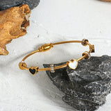 Stainless Steel Enmale Heart Crystal Circle Pendant Bracelet