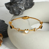 Stainless Steel Enmale Heart Crystal Circle Pendant Bracelet