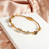 Stainless Steel Enmale Heart Crystal Circle Pendant Bracelet