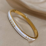 Enamel Arrow Texture Stainless Steel Bracelet 18K Plated