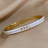 Enamel Arrow Texture Stainless Steel Bracelet 18K Plated