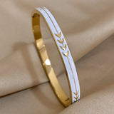 Enamel Arrow Texture Stainless Steel Bracelet 18K Plated