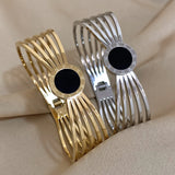 Stainless Steel Bangle Bracelet Women Zircon Charm Roman Numbers