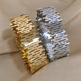 Stainless Steel Bangle Bracelet Women Zircon Charm Roman Numbers