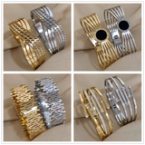 Stainless Steel Bangle Bracelet Women Zircon Charm Roman Numbers