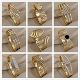 Stainless Steel Bangle Bracelet Women Zircon Charm Roman Numbers