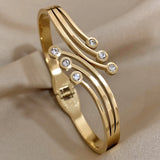 Zircon Stainless Steel Bangles Bracelets for Women Charm 18K Plated