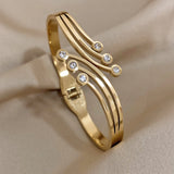 Zircon Stainless Steel Bangles Bracelets for Women Charm 18K Plated