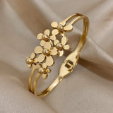 Daisy Flowers Stainless Steel Bangles Bracelets for Women Charm