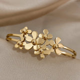 Daisy Flowers Stainless Steel Bangles Bracelets for Women Charm