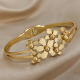 Daisy Flowers Stainless Steel Bangles Bracelets for Women Charm