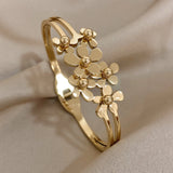 Daisy Flowers Stainless Steel Bangles Bracelets for Women Charm