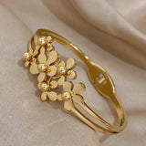 Daisy Flowers Stainless Steel Bangles Bracelets for Women Charm