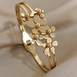 Daisy Flowers Stainless Steel Bangles Bracelets for Women Charm