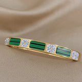 Malachite Inlaid Zircon Stainless Steel Bracelet Bangle