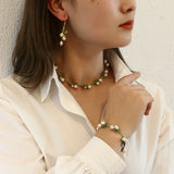 Floral Leaf Bracelets Alloy Enamel Lily Valley Charm Chain Bangle Bracelets