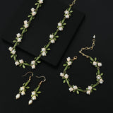 Floral Leaf Bracelets Alloy Enamel Lily Valley Charm Chain Bangle Bracelets
