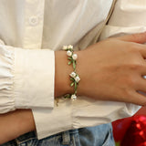 Floral Leaf Bracelets Alloy Enamel Lily Valley Charm Chain Bangle Bracelets