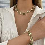 Floral Leaf Necklace Alloy Lily Valley Choker for Women