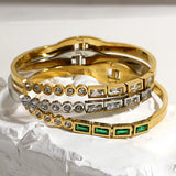 Zircon Geometric Steel Bangle Bracelet for Women 18K Plated