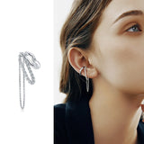 Punk Ear Clip Silver Earrings Metal Chain Clip Earrings Gift Jewelry