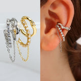 Punk Ear Clip Silver Earrings Metal Chain Clip Earrings Gift Jewelry