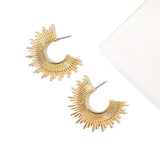 Metal Fan Shape Hoop Earrings for Women