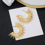 Metal Fan Shape Hoop Earrings for Women
