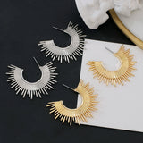 Metal Fan Shape Hoop Earrings for Women